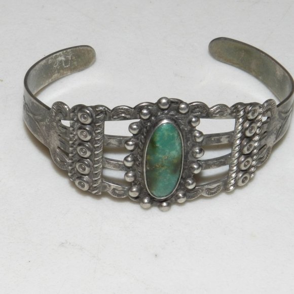 Fred Harvey Old Tourist Era Bracelet Cuff Coin Silver Stamped IH Indian Handmade - Picture 2 of 10